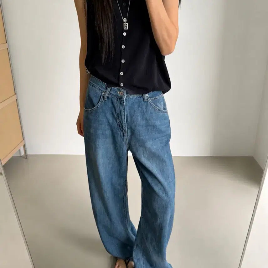 [BUNJANG] Summer Dark Wash Denim Jeans - Medium / 여름 진청바지