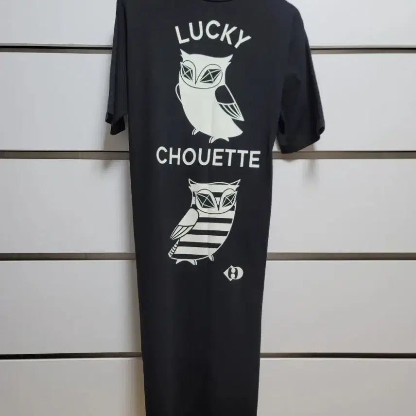[BUNJANG] Lucky Chouette Black Owl Short Sleeve Oversized Dress / 럭키슈에뜨 검정색 올빼미 반팔 원피스