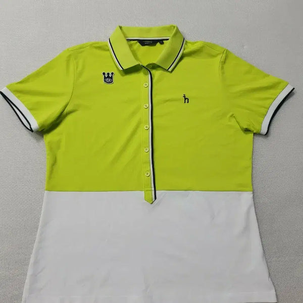 [BUNJANG] Hazzys Golf Women's Short Sleeve Polo Shirt - Lime/White / 헤지스 골프 반팔 카라티 라임/화이트 여성100