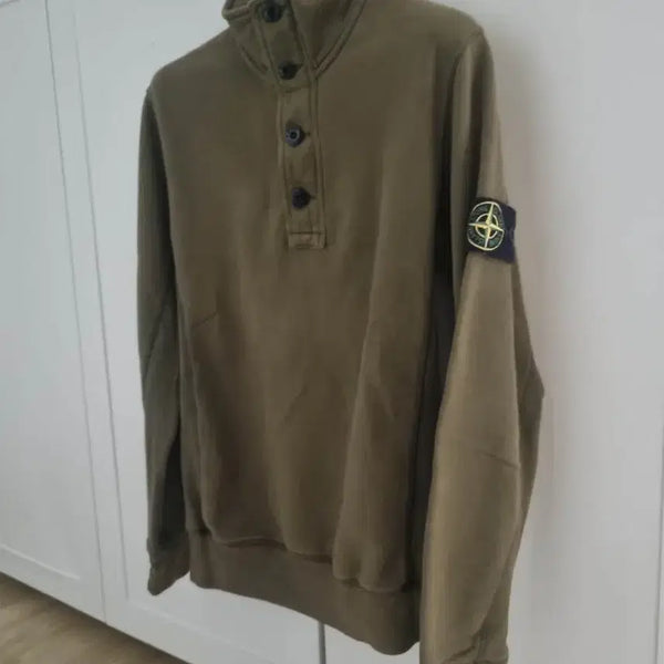 [BUNJANG] Stone Island Khaki Half-Zip Sweatshirt M / [ 카키 / M ] 스톤아일랜드 반집업 맨투맨