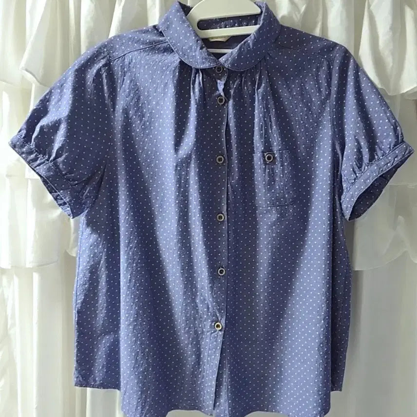 [BUNJANG] Vintage Polka Dot Round Collar Mori Girl Blouse Shirt / 빈티지 둥근카라 도트 모리걸 셔츠 블라우스