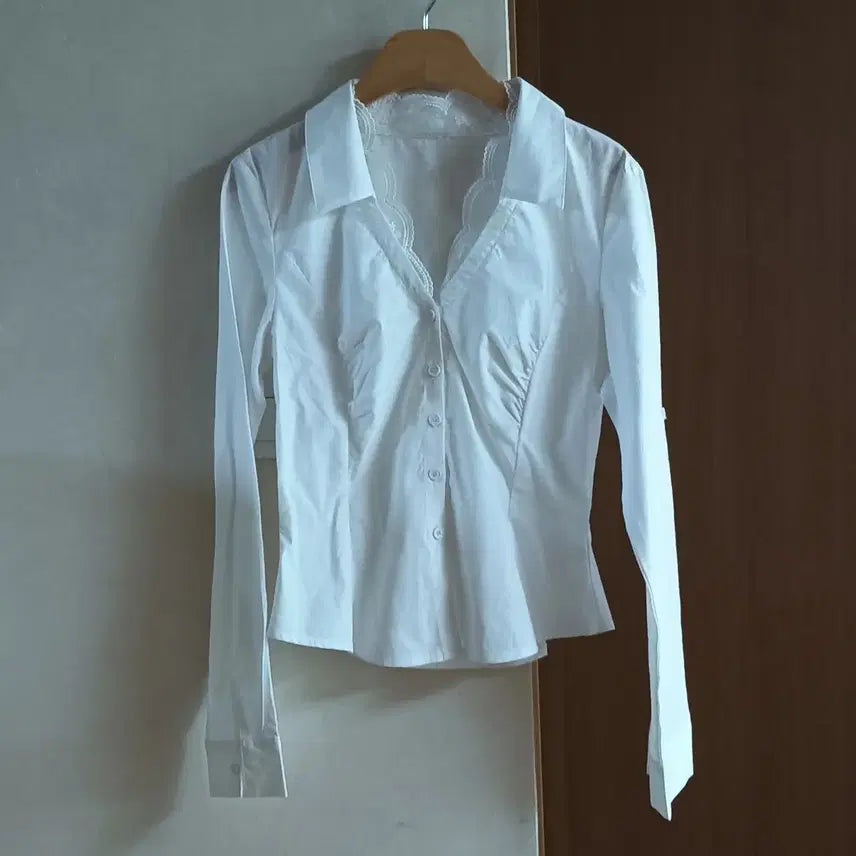[BUNJANG] White Lace Collar Blouse / 새옷)레이스 칼라 블라우스 흰색