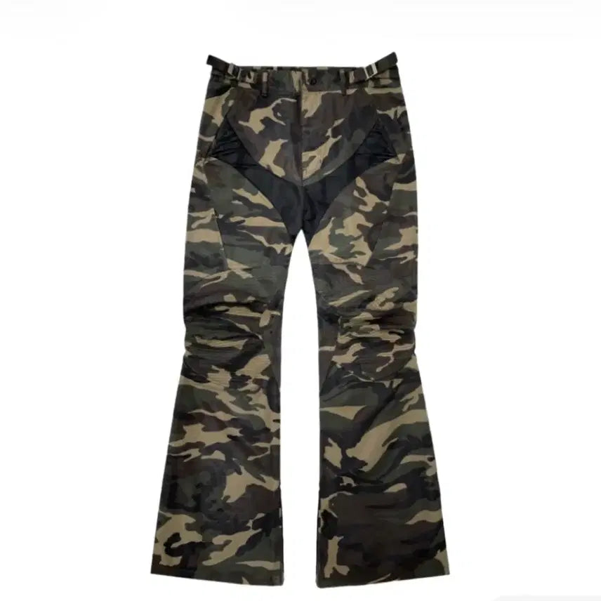 [BUNJANG] Project GR Coated Biker Armored Flare Pants Camo / [2]프로젝트gr 코티드 바이커 아머드 플레어팬츠 카모