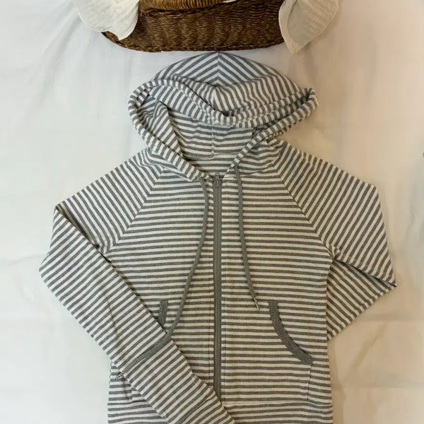 [BUNJANG] Stripe Hooded Zip-Up Jacket / 스트라이프 후드집업