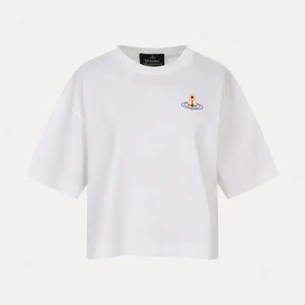 [BUNJANG] Vivienne Westwood Cotton Cropped T-Shirt White Size 38 / 비비안웨스트우드 코튼 크롭 티셔츠 화이트 반팔티 38사이즈