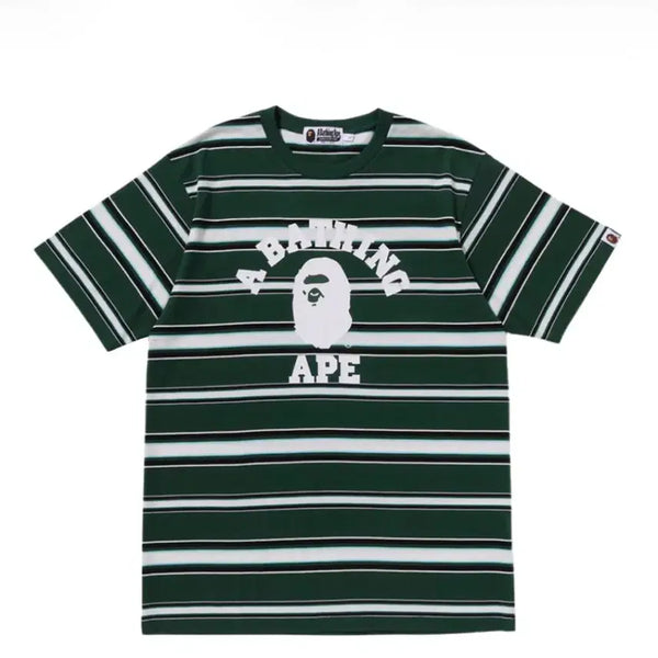[BUNJANG] A Bathing Ape College Stripe T-Shirt Green / [L]베이프 컬리지 스트라이프 티셔츠 그린