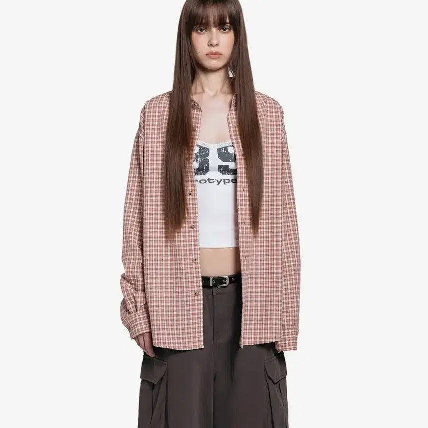 [BUNJANG] LOTYPE Checkered Shirt Pink / 로타입 체크셔츠 핑크 판매