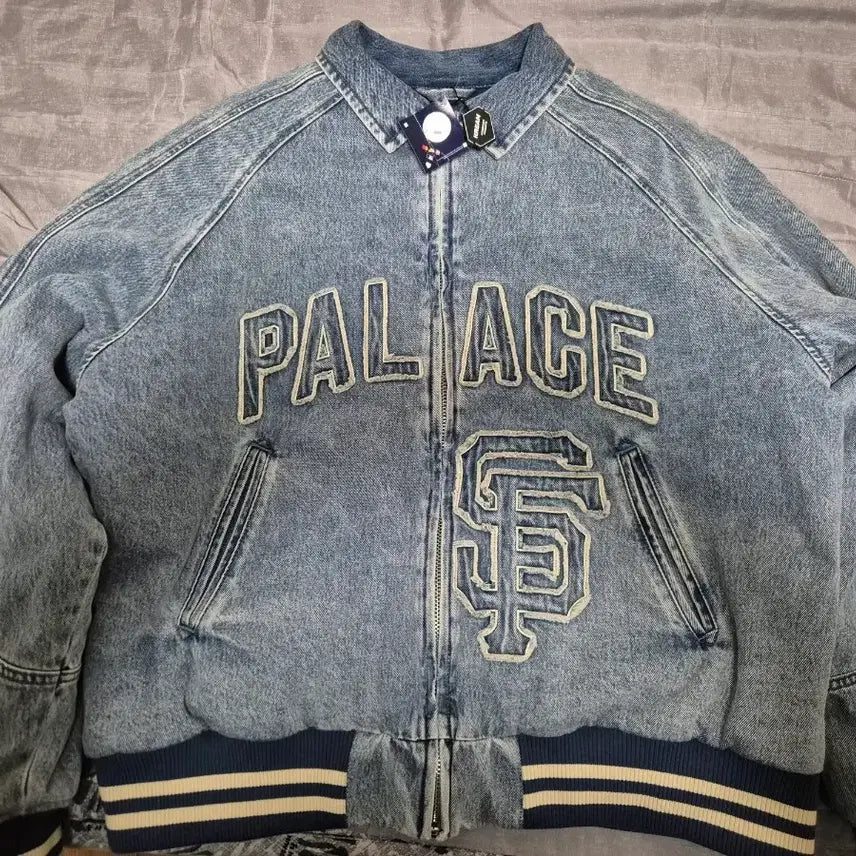 [BUNJANG] Palace San Francisco Denim Varsity Jacket XL / (새상품) 팔라스 샌프란시스코 데님 바시티 자켓 xl