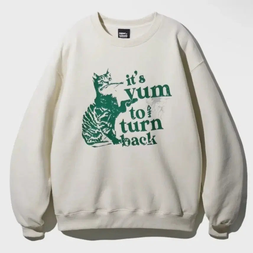 [BUNJANG] New Wave Graphic Sweatshirt - Ivory / 뉴웨이브 고양이 그래픽 맨투맨 아이보리