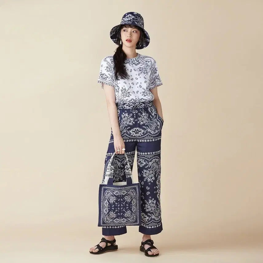 [BUNJANG] JAJU Bandana Paisley Wide Pants / [주르 드 자주] JAJU 반다나 와이드 10부 팬츠