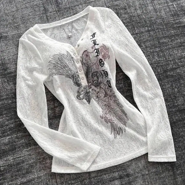 [BUNJANG] SHEIN Punk Printing See-through Y2K Gothic Sleeve / 쉬인 펑크 프린팅 시스루 y2k 고딕 슬리브