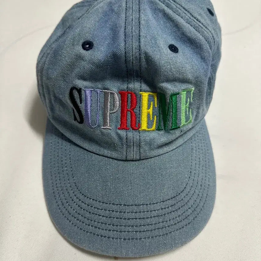 [BUNJANG] Supreme Multi Color Logo 6 Panel Denim Cap FW20 / 슈프림 모자 Multi Color Logo 6 Panel 데님 20FW