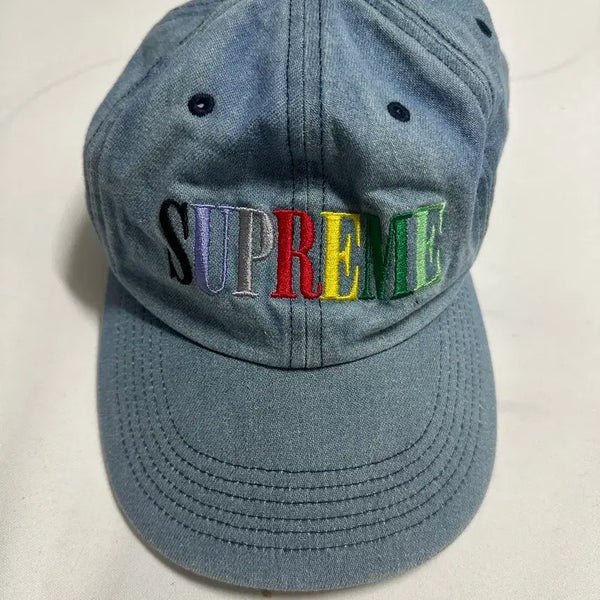 [BUNJANG] Supreme Multi Color Logo 6 Panel Denim Cap FW20 / 슈프림 모자 Multi Color Logo 6 Panel 데님 20FW