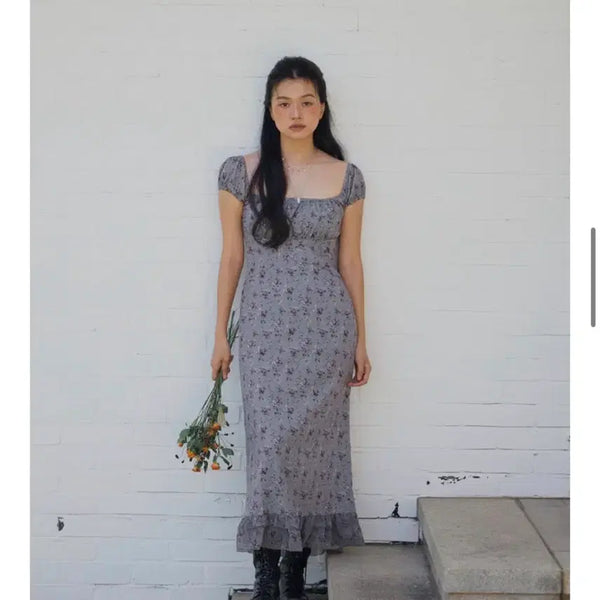 [BUNJANG] Lulu Seoul Upper East Frill Dress Charcoal / 루루서울 Upper East Frill Dress (Charcoal)
