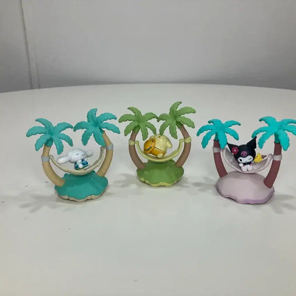 [BUNJANG] Sanrio Characters Palm Tree Hammock Figures Bundle Set / 산리오 캐릭터 야자수 해먹 피규어 일괄