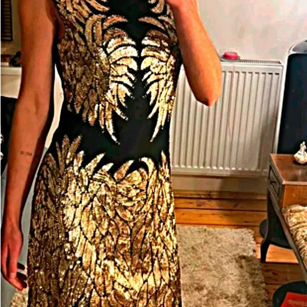 [BUNJANG] The Great Gatsby Sequin Party Dress Gold / 위대한 개츠비 무드 골드 고급 스팽글 파티 드레스 섹시 클럽 홀복 원피스