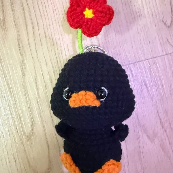 [BUNJANG] Black Duck Knit Keychain / 검정오리 뜨개 키링
