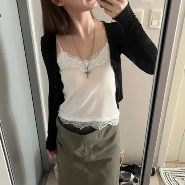 [BUNJANG] White Lace Sleeveless Top / 레이스 나시