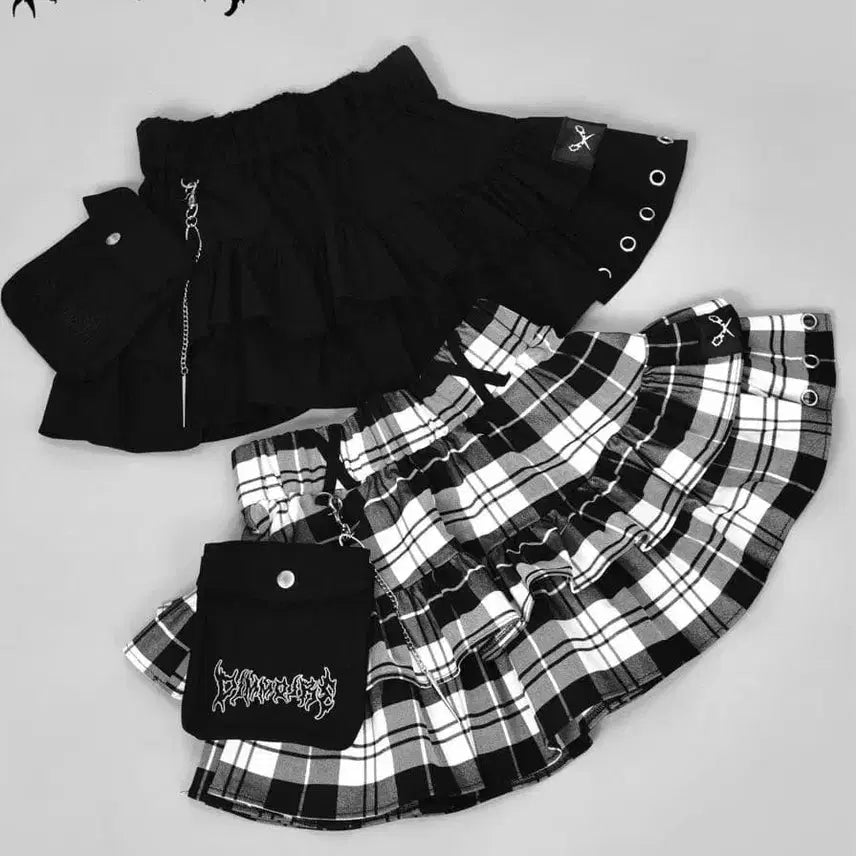 [BUNJANG] Dimmoire Punk Frill Mini Skirt Black / 딤모아르 dimmoire 펑크 프릴 미니스커트 블랙 양지뢰 지뢰계