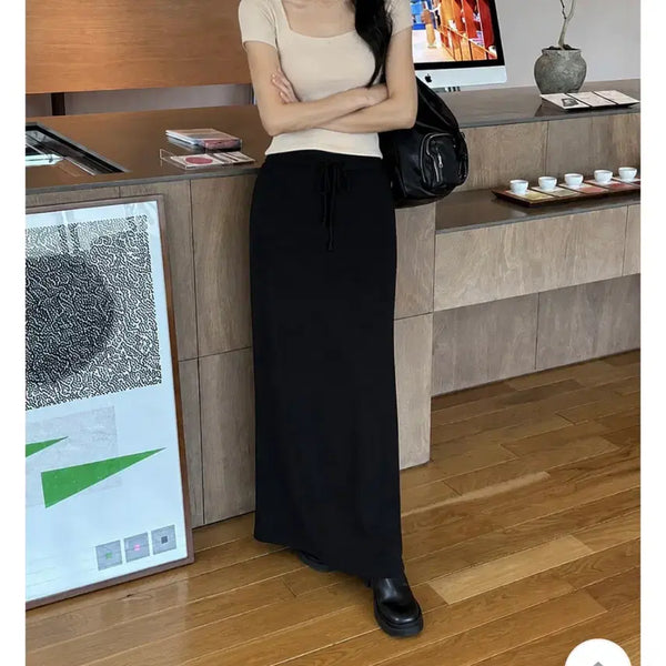 [BUNJANG] Black Maxi Skirt / 블랙 맥시롱스커트