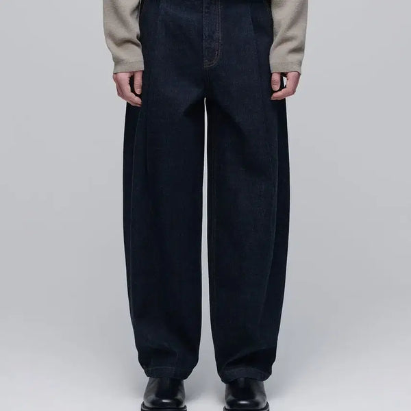 [BUNJANG] Musinsa Standard x Jjanggudaddy Cordmill Deep Tuck Curved Denim Deep Indigo / [32] 무신사 스탠다드 x 짱구대디 콘밀 딥 턱 커브드 데님 딥 인디고