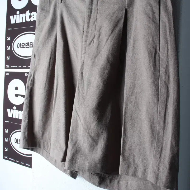 [BUNJANG] Nonblank Linen Blend One-Tuck Charcoal Shorts / (XL-2XL) 넌블랭크 반바지 팬츠 원턱 차콜 린넨 마 밴딩-P1049