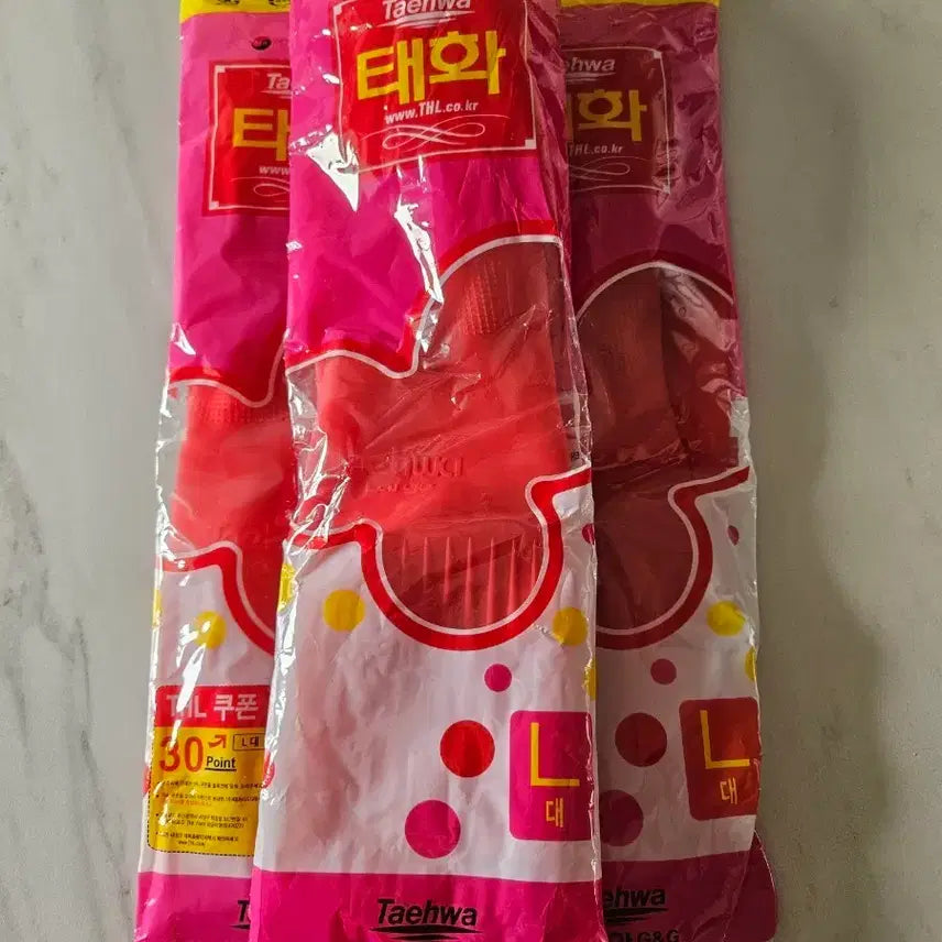 [BUNJANG] Taehwa Rubber Gloves (Set of 3) / 태화고무장갑  L  3종
