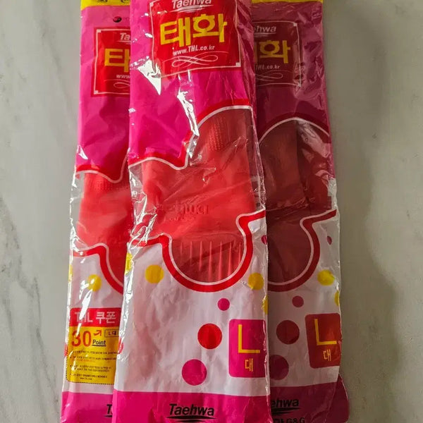 [BUNJANG] Taehwa Rubber Gloves (Set of 3) / 태화고무장갑  L  3종