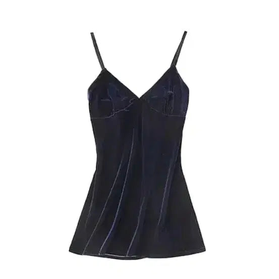 [BUNJANG] Velvet Slip Dress Navy / 벨벳 슬립 원피스 네이비