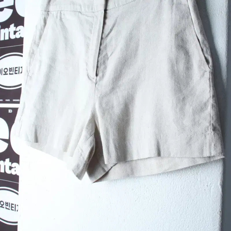 [BUNJANG] Giordano Beige Linen Blend Shorts / W(M) 지오다노 반바지 팬츠 베이지 린넨 마 숏-P10507