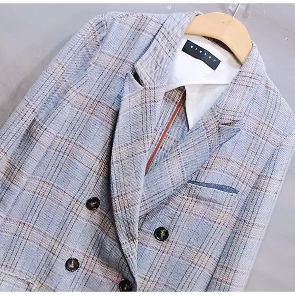 [BUNJANG] Sisley Linen Check Double Jacket Women's Size 42 / 시슬리 린넨 체크 더블 자켓 (여성42/90)