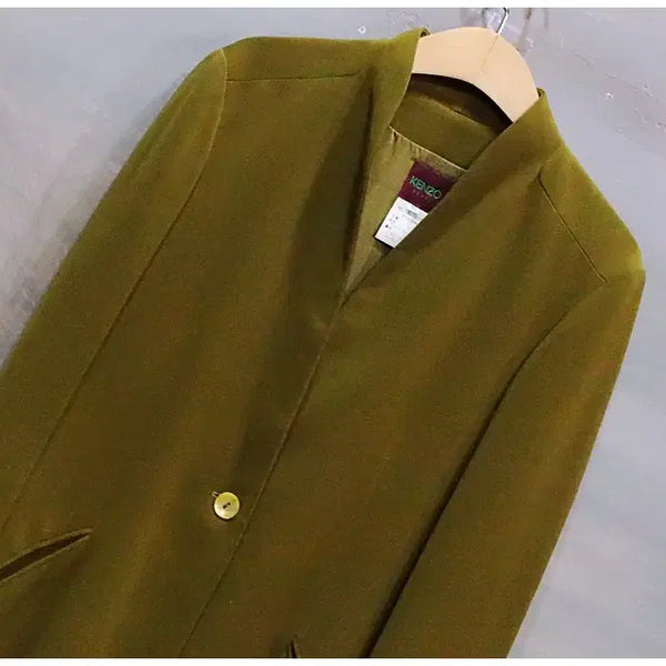 [BUNJANG] Kenzo Japan No Collar One-Button Simple Single Coat (Women's 38) / 겐조 재팬 노카라 원버튼 심플 싱글 코트 (여성38)