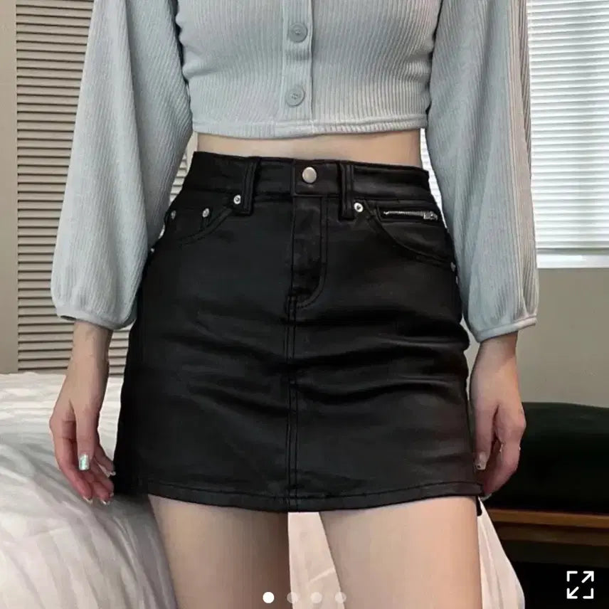 [BUNJANG] Leather Span Skirt Pants / 레더 스판 치마바지