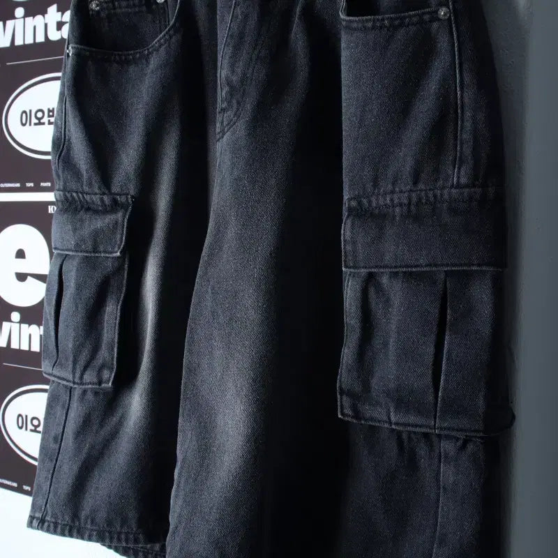 [BUNJANG] Urban Dress Bermuda Cargo Denim Shorts (L-XL) / (L-XL) 어반드레스 반바지 팬츠 버뮤다 카고 데님 흑청-P10520