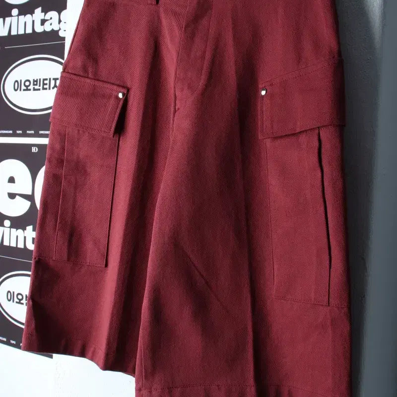 [BUNJANG] Signature Bermuda Cargo Shorts Burgundy / (S-M) 시그니처 반바지 팬츠 버뮤다 카고 버건디 아메카지-P10522