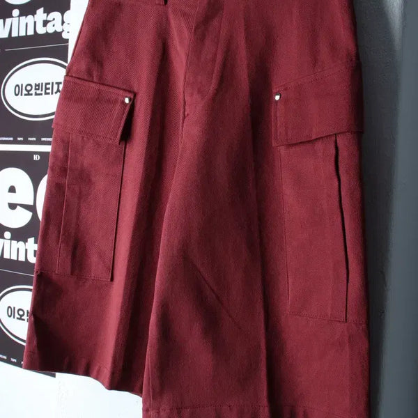 [BUNJANG] Signature Bermuda Cargo Shorts Burgundy / (S-M) 시그니처 반바지 팬츠 버뮤다 카고 버건디 아메카지-P10522