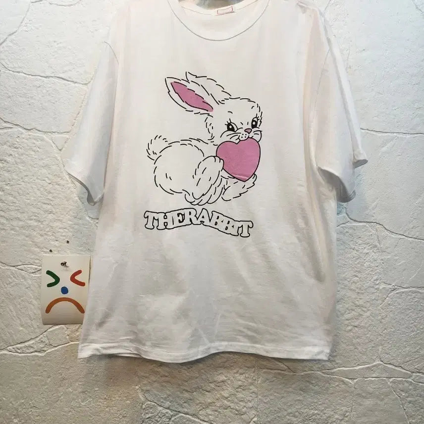 [BUNJANG] Heart Rabbit Summer Oversized Short Sleeve T-Shirt / 하트토끼여름오버핏반팔티(새상품)