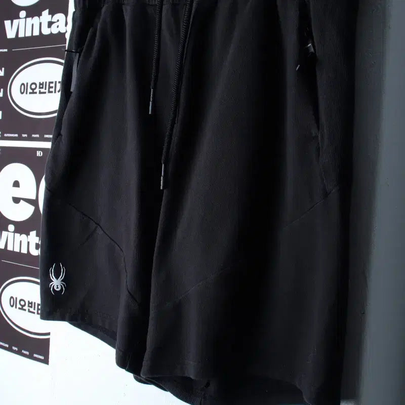 [BUNJANG] Spider Brand Black Elastic Waist Shorts Pants XL-2XL / (XL-2XL) 스파이더 반바지 팬츠 밴딩 블랙 에이징-P10525