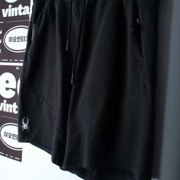 [BUNJANG] Spider Brand Black Elastic Waist Shorts Pants XL-2XL / (XL-2XL) 스파이더 반바지 팬츠 밴딩 블랙 에이징-P10525