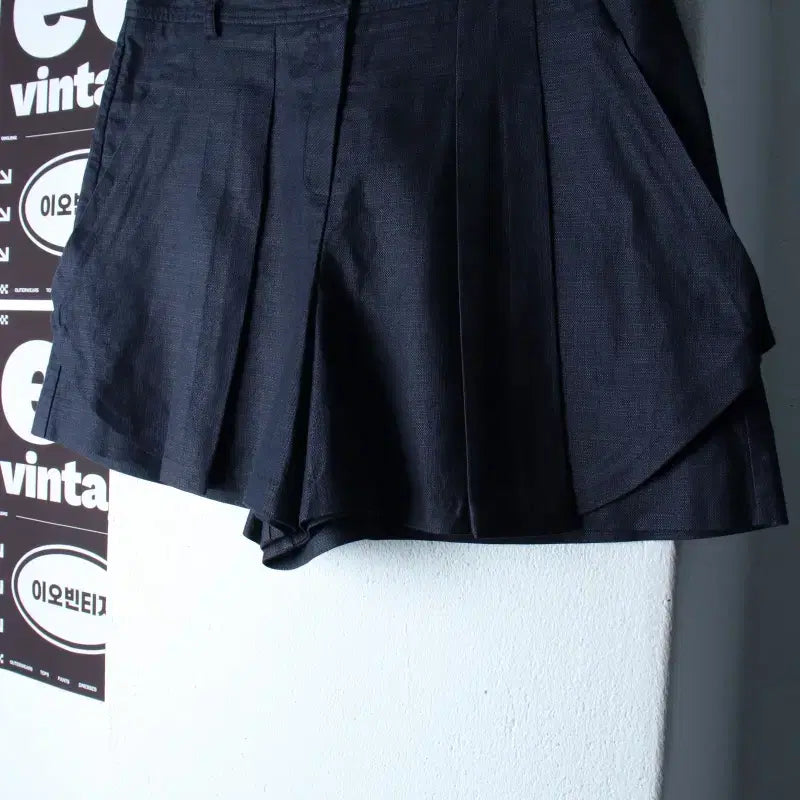 [BUNJANG] Beanpole Linen Wide Fit Shorts Navy / W(L-XL) 빈폴 반바지 팬츠 와이드핏 네이비 리넨 마-P10535