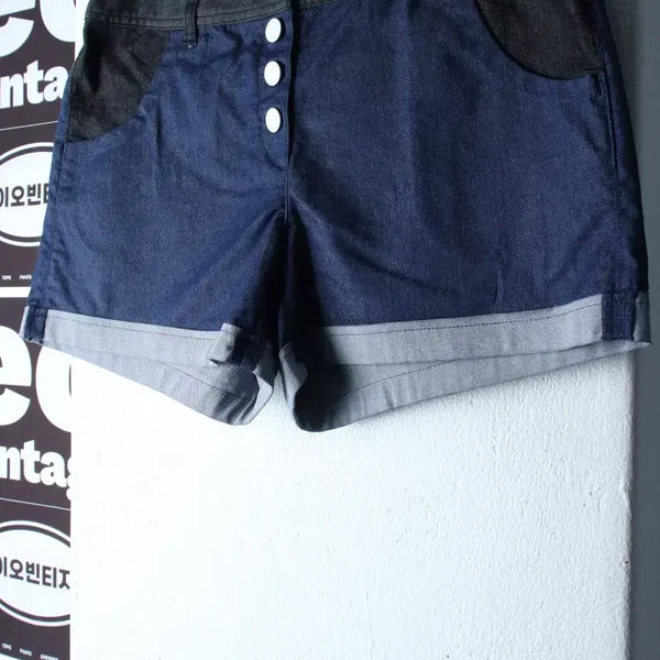 [BUNJANG] Wide Angle Color Block Golf Shorts / W(L-XL) 와이드앵글 반바지 팬츠 골프 배색 숏 유니크-P10539