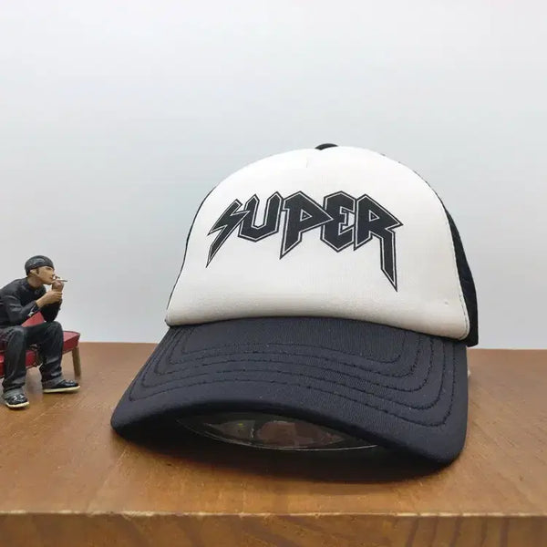 [BUNJANG] SUPERCOMMA B Street Mesh Ball Cap Hat Black White / 슈퍼콤마비 스트릿 메쉬 볼캡 모자 SUPERCOMMA B 블랙 화이트