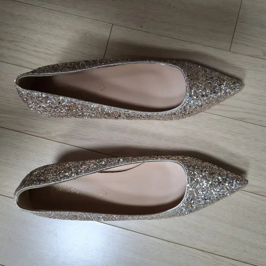 [BUNJANG] Glitter Ballet Flats - Beige / 글리터 플랫슈즈 베이지245.250