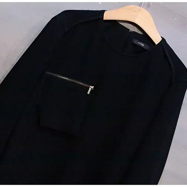 [BUNJANG] System Zipper Pocket Blouse T-Shirt / 시스템 지퍼 포켓 블라우스 티셔츠 (여성55/82-94-160)