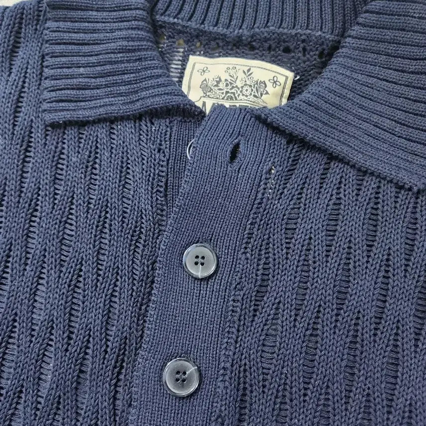 [BUNJANG] Martin Plan Honeycomb Collar Knit Navy / 마틴플랜 허니콤 카라 니트 네이비