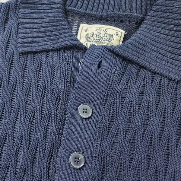 [BUNJANG] Martin Plan Honeycomb Collar Knit Navy / 마틴플랜 허니콤 카라 니트 네이비