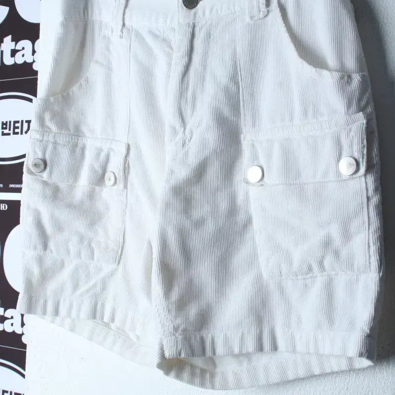 [BUNJANG] Andersson Bell Corduroy Cargo Pants White / (M) 앤더슨벨 반바지 팬츠 카고 코듀로이 화이트 올드스쿨-P10562