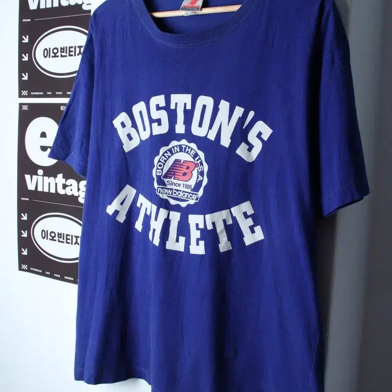 [BUNJANG] New Balance 90s Big Logo Short Sleeve T-Shirt Blue / (L) 뉴발란스 반팔 티셔츠 90S 년대 빅로고 블루-H34066