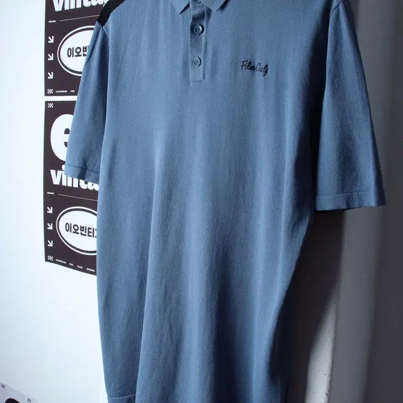 [BUNJANG] Fila Men's/Unisex Short Sleeve Collared T-Shirt, Golf, Functional, Blue (XL-2XL) / (XL-2XL) 휠라 반팔 카라 티셔츠 골프 니트 기능성 블루-H3408