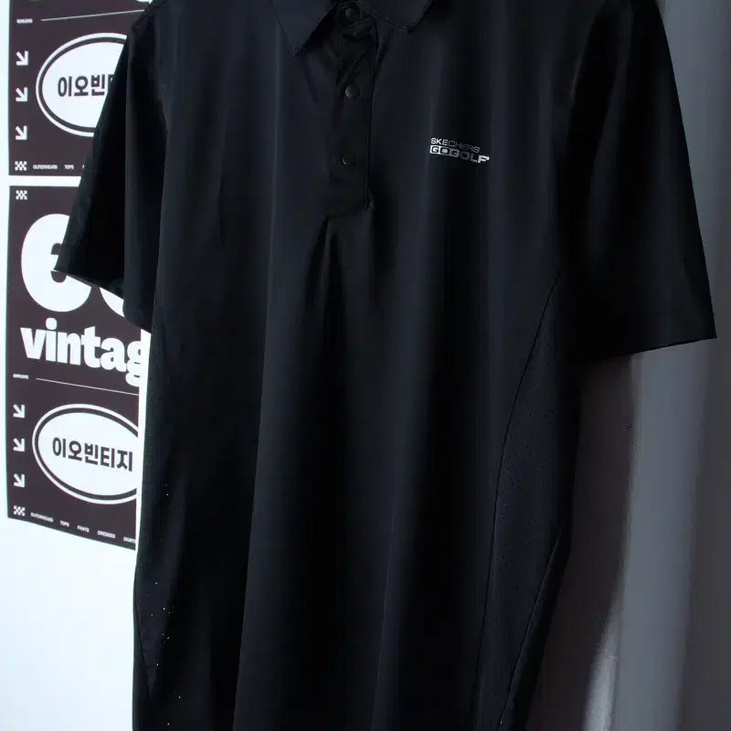 [BUNJANG] Skechers Performance Short Sleeve Polo T-Shirt - Black (L-XL) / (L-XL) 스케쳐스 반팔 카라 티셔츠 골프 기능성 블랙-H34087